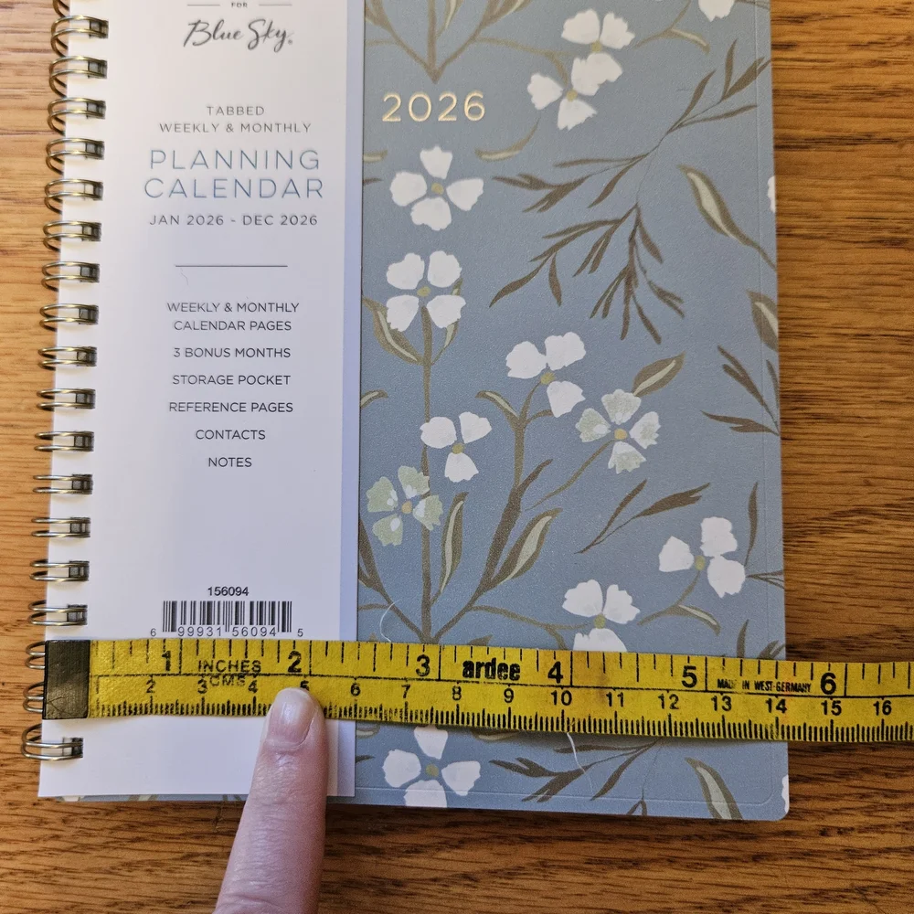 Kelly Ventura for Blue Sky 2026 Floral Planning Calendar - Blue & White
